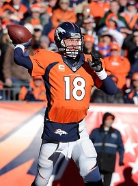 Denver Broncos Quaterback Peyton Manning in action